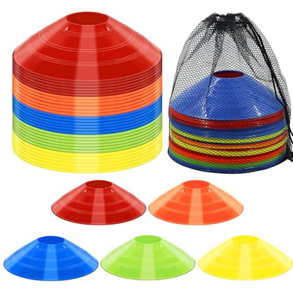 60/30 Pack Soccer Training Cones - Agility Cones with Carry Bag, Sturdy Disc Cones for Sports Training, Soccer, Football, Basketball, Indoor Outdoor Sports, Festive Events, Field Cone Markers