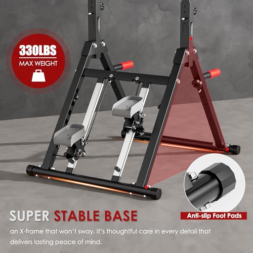 SogesPower Foldable Pull Up Bar Station Power Tower with Stair Stepper,Adjustable Free Standing Pull Up Dip Station for Home Gym,Multi-Function Strength Training Workout Equipment