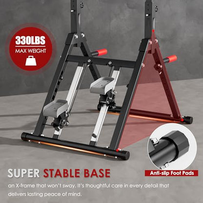SogesPower Foldable Pull Up Bar Station Power Tower with Stair Stepper,Adjustable Free Standing Pull Up Dip Station for Home Gym,Multi-Function Strength Training Workout Equipment