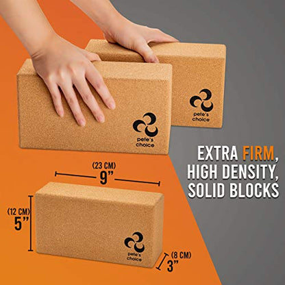 Stretching Straps and Yoga Blocks - Yoga Beginner Kit for Pilates & Gym - style: 2 straps + 2 CORK blocks