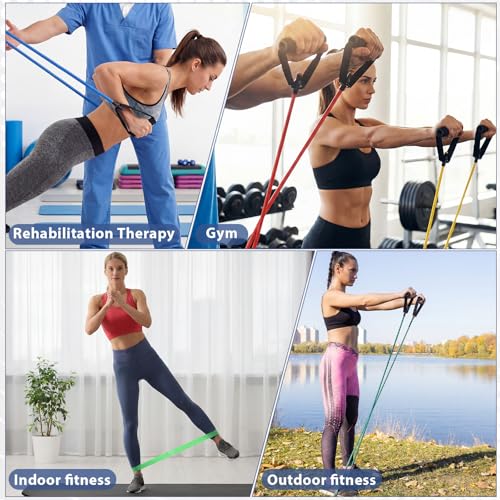 11 Pack Resistance Bands with Handles 5 Tube Exercise Band Handle 5 Bands Workout Door Anchor Straps for Muscle Recovery Home Gym Strength Training for Men Women
