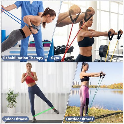 11 Pack Resistance Bands with Handles 5 Tube Exercise Band Handle 5 Bands Workout Door Anchor Straps for Muscle Recovery Home Gym Strength Training for Men Women