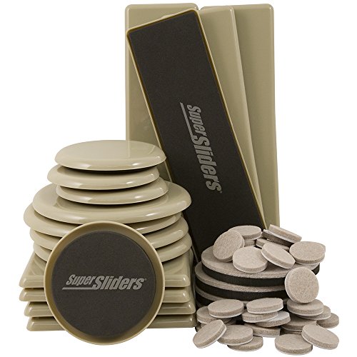 SuperSliders 4912895N Reusable Furniture Moving Kit for All Floor Types – Move Heavy Furniture Quickly and Easily Across Carpeted and Hard Floor Surfaces with Furniture Sliders (52 Piece Kit) - color: Linen, size: 52 Pack