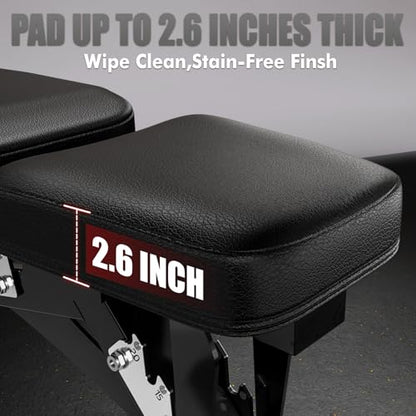 RitFit Adjustable/Foldable Utility Weight Bench for Home Gym - color: BLACK