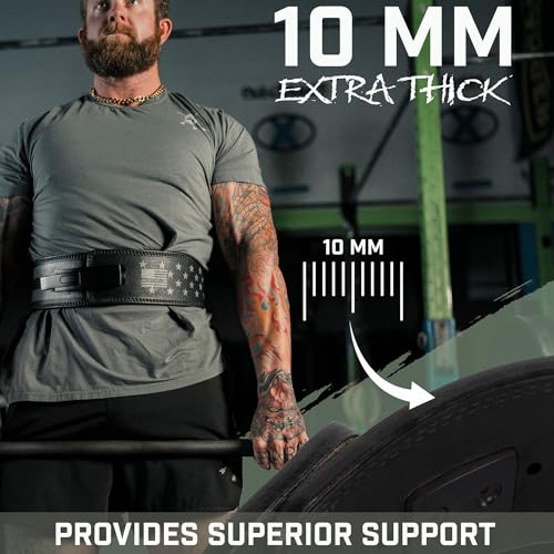Weight Lifting Belt - Lever Gym Belt for Weightlifting, 10mm Leather Weight Belt for Men - 4 Inches Wide for Support & Stability for Workouts, Powerlifting, Bodybuilding, Fitness & Crossfit