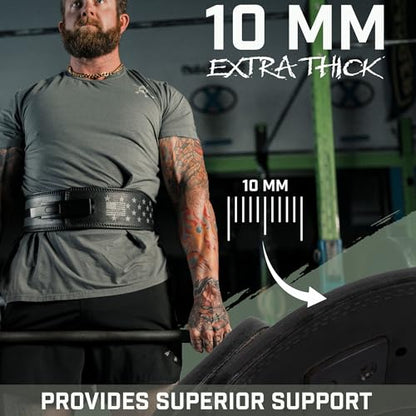Weight Lifting Belt - Lever Gym Belt for Weightlifting, 10mm Leather Weight Belt for Men - 4 Inches Wide for Support & Stability for Workouts, Powerlifting, Bodybuilding, Fitness & Crossfit
