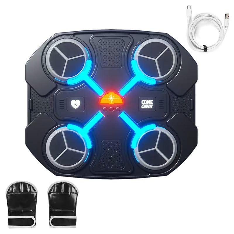 Kids Music Punching Ball - Smart Wall Mounted Boxing Trainer with LED Lights & Music Games, Fun Home Fitness Equipment for Children, Ideal Gift for Active Kids (Black)