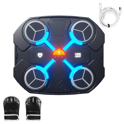 Kids Music Punching Ball - Smart Wall Mounted Boxing Trainer with LED Lights & Music Games, Fun Home Fitness Equipment for Children, Ideal Gift for Active Kids (Black)