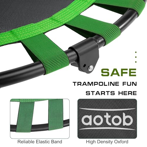 40/48" Fitness Trampoline for Adult, Max Load 450 LBS, Foldable Mini Trampoline with Durable Bungees,Small Rebounder Exercise Trampoline with Bar for Workout for Quiet & Safely Cushioned Bounce