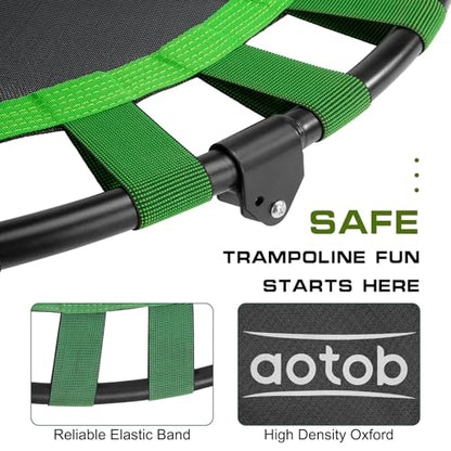 40/48" Fitness Trampoline for Adult, Max Load 450 LBS, Foldable Mini Trampoline with Durable Bungees,Small Rebounder Exercise Trampoline with Bar for Workout for Quiet & Safely Cushioned Bounce