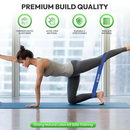 TonedUp Resistance Loop Exercise Bands - Pack of 5 Resistance Loops Coded Strength Levels, Instruction Guide & Carry Bag, Heavy Duty Stretching & Workout Bands for Women & Men