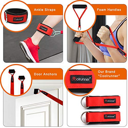14 PCS Resistance Bands Set, Exercise Tubes, 20lbs to 40lbs Workout Bands with Handles Protective Nylon Sleeves Door Anchor Ankle Strap, Elastic Exercise Bands for Men Women - up to 150lbs