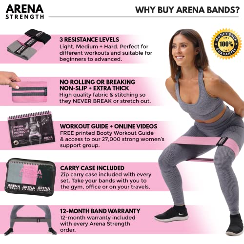 Fabric Booty Bands - Fabric Exercise Bands for Legs and Butt | Fabric Resistance Bands | Hip Resistance Bands with Workout Guide and Carry Case