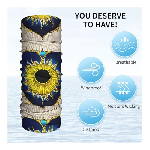 Cartoon Heart Sun Prints Multifunctional Sport Headband – Seamless Stretch Neck Gaiter for Hiking, Biking, Running & Outdoor Activities – Soft, Quick-Dry, No-Fade Design