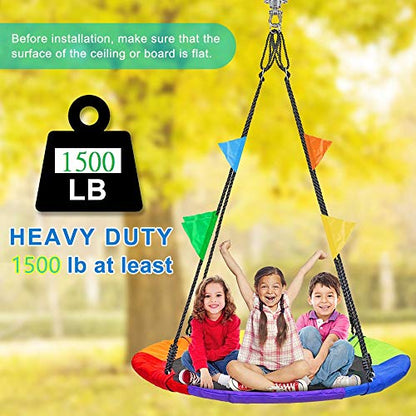 9M 2 Sets of Bearing Smooth Rotary Stainless Steel Hanger, Heavy Duty 180°+360° Rotary Swing Swing Hook, 1500 lb Capacity Wooden Concrete Playground Yoga Hammock Chair Rope Punch Bag Porch Swing Set