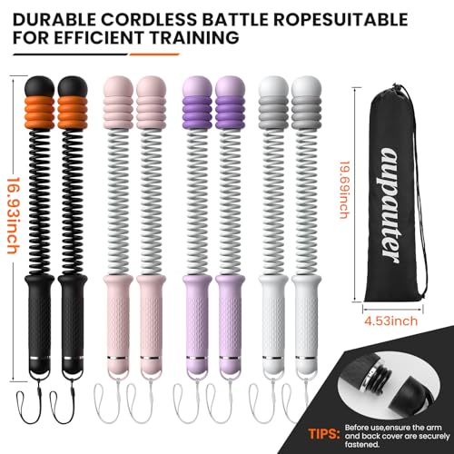 2PCS Adjustable Weighted Ropeless Battle Ropes, Heavy Duty Cordless Battle Rope, HIIT, Cardio, Full-Body Workout Tool, Non-Slip Spiral Handles, Home Gym Equipment, Women and Men Black