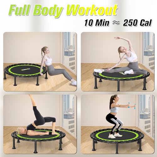Foldable Mini Trampoline, 36"/40"/48" Rebounder Trampoline for Adults & Kids, 440lbs Capacity Indoor Fitness Workout Exercise Equipment