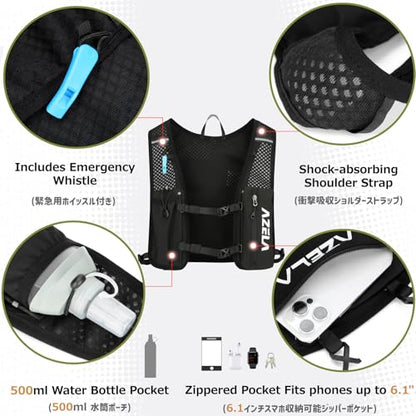 Running Water Bottles Flask BPA Free Leakproof Hydration Vest Packs Waist Belt Replacement for Triathlon Marathon Hiking Cycling Climbing Runner - color: #2 Dark Blue (7L) + 1.5L White Water Bladder