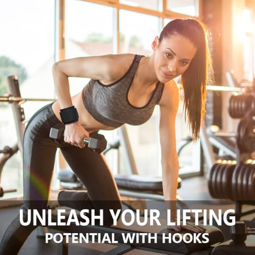 Flintronic Weight Lifting Hooks, Unisex Non-Slip Rubber Coated Grips, 8mm Neoprene Wrist Support, Gym Training, Powerlifting, Deadlift