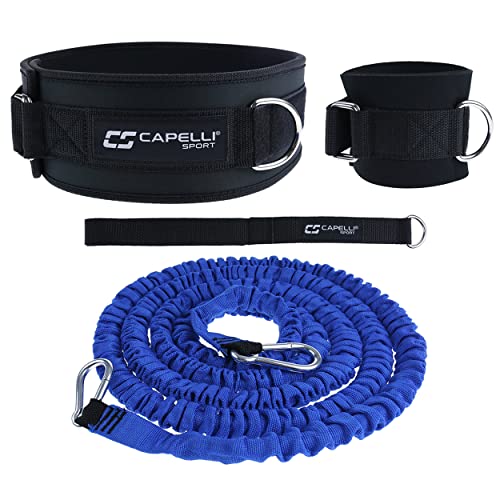 Capelli Sport Running Resistance Band, Resistance Bungee Cord Belt for Speed Running, Blue/Black, 8 ft Length