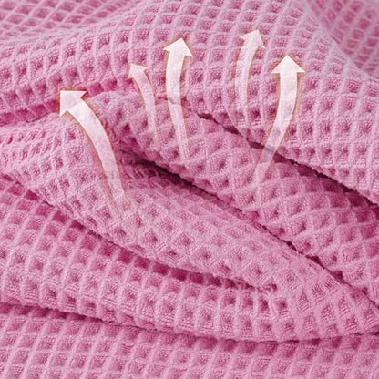 Microfiber Waffle Face Towels, 2 Pieces, Soft, Absorbent, Fast Drying, Lint Free 430 GSM (Pink) - color: Pink