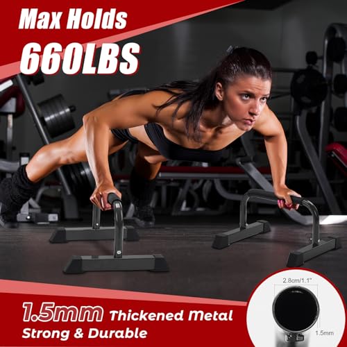 Push Up Bars: Sweat-resistant Parallettes Bar for Handstands L-sit & Dip, No Wobbling Strength Training Pushup Stands for Women Men Workout Core Exercise at Home Floor Gym