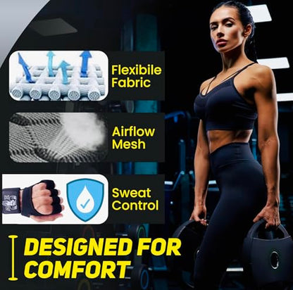 HW Weight Lifting Gloves for Men & Women – Gym Workout Gloves with Wrist Support, Full Palm Protection & Grip – Breathable Gloves for Crossfit, Training, Fitness & Strength Workouts