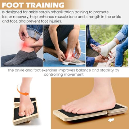 Ankle Balance Board with Massage Ball, Foot Strengthener Trainer | Wooden Balance Board, Foot Massage Ball, Non-Slip Design, Beginner-Friendly, For Ankle Strength Training