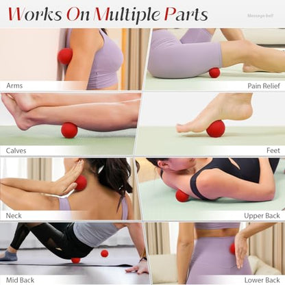 Massage Lacrosse Balls for Myofascial Release,Yoga Deep Tissue Massage,Trigger Point Therapy and Foot Plantar Fasciitis,Muscle Soreness Massager Ball (2 Packs) (Red) - color: Red