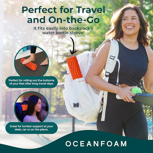 Oceanfoam Ripple Roller - Small Foam Roller for Physical Therapy (Orange) - color: Orange
