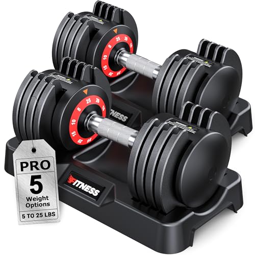 Rendpas Adjustable Dumbbells Set of 2, 5-in-1/10-in-1/16-in-1 Quick-Lock Hand Weights 25/55/80 lbs Pair, Anti-Slip Handle Free Weights Set for Home Gym Strength Training for Men Women