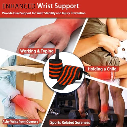 Wrist Wraps 18" Thumb Loop Straps for Powerlifting & Bench Press - color: Orange