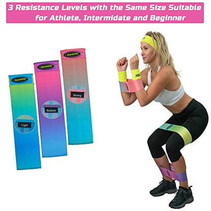 Fabric Resistance Bands Non-Slip for Hip Glute Butt & legs 3 level Workout Booty Loop for Exercise Fitness Training & Gym with Sweat Head & Wrist Band Cloth with Backpack (Set of 7) For Women