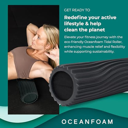 Tidal Roller - Charcoal - Muscle Massage Foam Roller for Back Pain & Stretching - Firm and Ergonomic Wide Wave Textured - Yoga, Athletics, & Wellness - Full Size, 20" x 5" - color: Charcoal