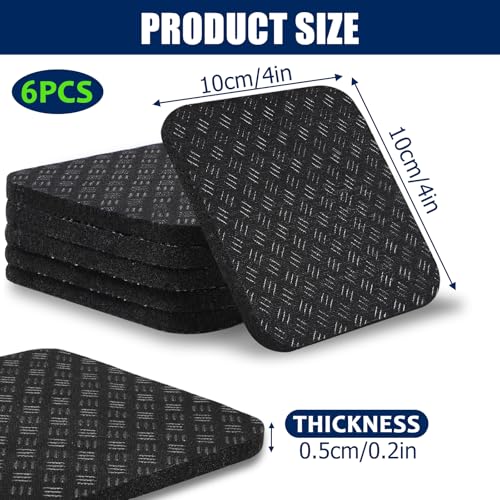 6PCS Treadmill Mat Pads, 4" x 4" x 0.2" Double-Sided Non-Slip Exercise Equipment Mat for Floor Protection, High Density Silicone Anti Vibration Pad for Treadmill, Walking Pad, Exercise Bike
