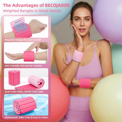 BECOJADDE Wrist Weights Ankle Weight for Women 1 Pair (1.1 lb/2.2 lb Each) - color: Pink Blush, size: 4.4 Lb Pair (2.2 Lb Each)