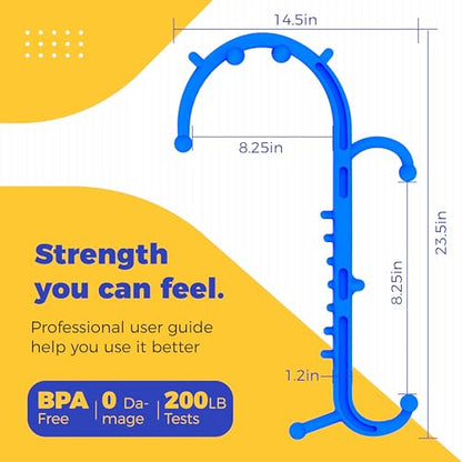 Back and Neck Massager for Pain Relief Deep Tissue, Upgraded Full Body Trigger Point Cane Massage Tools, Therapy Massage Stick Pressure Point Hook, Muscle Knot Remover Tool (Blue)