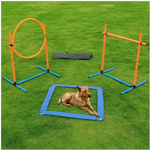 Dog Agility Set, Jump Ring, Jump Poles, Pause Box & Bag - size: 3-Sets Hurdles