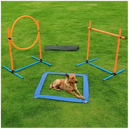 Dog Agility Set, Jump Ring, Jump Poles, Pause Box & Bag - size: 3-Sets Hurdles