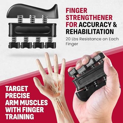 Grip Strength Trainer Kit, 4 Pack Hand Gripper Strengthener with Adjustable Resistance, Forearm Exerciser, Finger Strengthener & Stress Relief Ball for Muscle Building & Injury Recovery