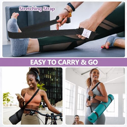 Yoga Mat Carrier Strap, Adjustable Thick Straps Sling for Carrying Large Mats, Stretching Band - color: Black