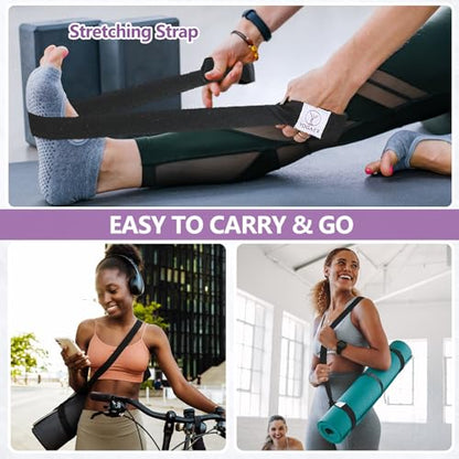 Yoga Mat Carrier Strap, Adjustable Thick Straps Sling for Carrying Large Mats, Stretching Band - color: Black