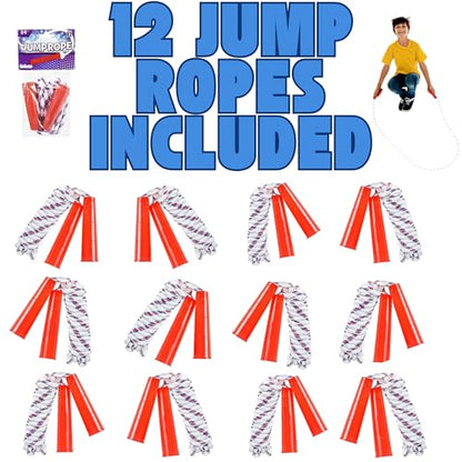 ArtCreativity 84 Inch Nylon Ropes for Kids - Pack of 12 - Durable Jump Ropes with Plastic Handles - Healthy Indoor and Outdoor Activity, Classroom Gifts, Party Favors, Gifts for Boys and Girls