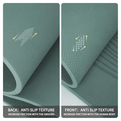 PAIDU Large Yoga Mat 72"x36"x10mm Non-Slip Exercise Mat for Home Gym Studio - color: Deepgreen