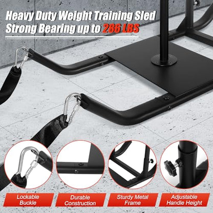 Workout Fitness Sled, Weighted Sleds Push Gym Equipment for Adults & Kids, Compatible with 1" & 2" Weight Plates, Multi-Purpose Sled for Outdoor or Home Fitness Training