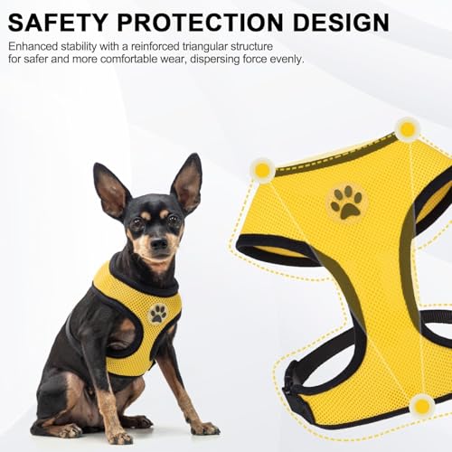 BINGPET Small Dog Harness, No Pull Step-in Puppy Pet Vest, Yellow - color: Yellow, size: S (NECK: 12", CHEST: 14"-18")