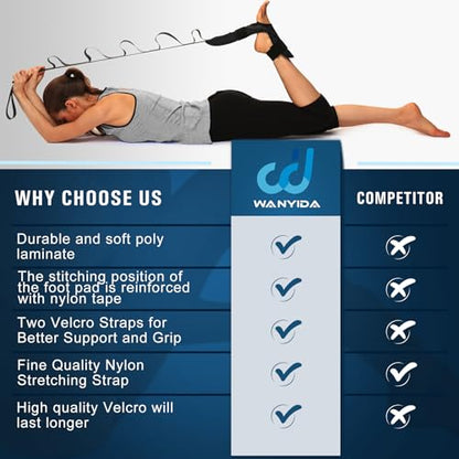 Foot and Calf Stretcher for Plantar Fasciitis, Achilles Tendonitis, Heel Spurs, Drop Foot. Yoga Stretching Strap for Leg, Thigh and Hamstring (Black) - color: Black