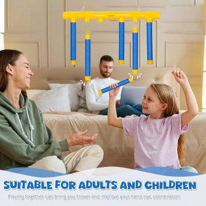 Reflex Challenge Game, Hand Eye Coordination Training Reaction Training Toy, 3 Adjustable Stick Catching Game for Playroom or Family Party Activities (Blue)