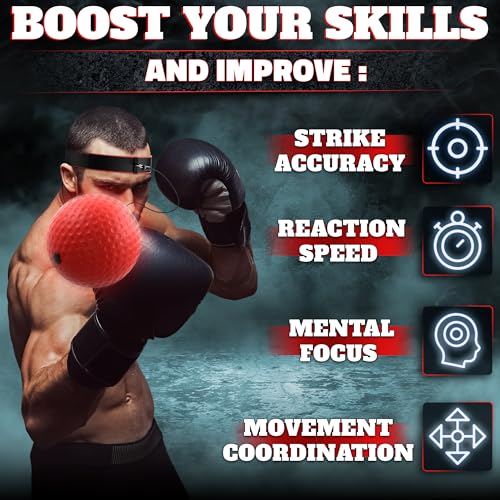 BURIUS Boxing Reflex Ball Set, 4 Balls and 2 Headbands, Reaction Training