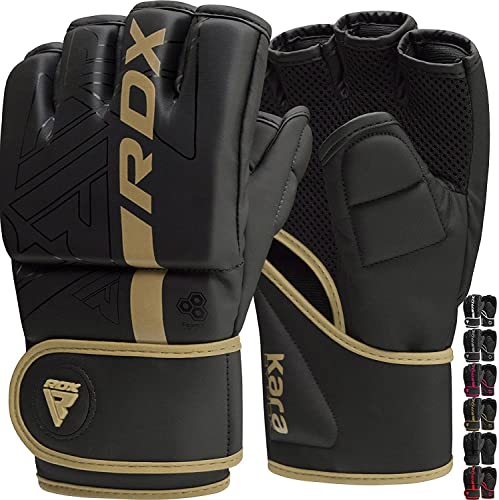 RDX MMA Gloves Grappling Sparring, Pre-Curved Mixed Martial Arts Mitts Men Women Boxing Gloves, Maya Hide Leather Kara Cage Fighting Workout, Combat Sports Training, Muay Thai, Punching Bag Kickboxing - color: Golden, size: Small